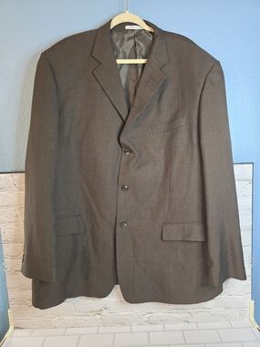 Men's Classic 150's Brown Tailored Suit Jacket - Classic Elegance Sz 52L